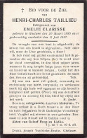 Doodsprentje / Image Mortuaire Henri Taillieu - Clarisse Geluwe 1885-1927 - Esquela