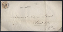 France - Yvert N° 21 Obl. Sur Papiers D'Affaires Sans Correspondance Reims Pour Saint Dizier - 07/07/1865 - 1849-1876: Période Classique
