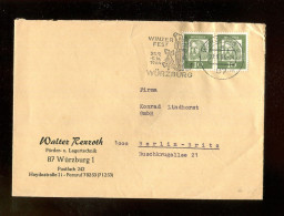 "BUNDESREPUBLIK DEUTSCHLAND" 1964, Mi. 350 Waagrechtes Paar Auf Brief Mit Stempel "WUERZBURG, Winzerfest" (L2030) - Cartas & Documentos