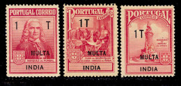 ! ! Portuguese India - 1925 Postal Tax Due (Complete Set) - Af. IPP 01 To 03 - MH - Portuguese India