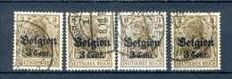 (B) OC11 Gestempeld 1916 - Duitse Zegels Met Opdruk Belgien (4 St.) - OC1/25 Generaal Gouvernement