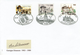 (B) FDC Envelop 1994  2579 - Georges Simenon ( 1903-1989 ) Schrijver - Lettres & Documents
