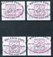 (B) ATM105 FDC 2001 - Belgica 2001 Set 17-21-30-34 BEF - 1 - Sonstige & Ohne Zuordnung