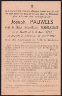 Doodsprentje / Image Mortuaire Joseph Pauwels - Vandermersch - Bailleul Ieper 1872-1941 - Obituary Notices