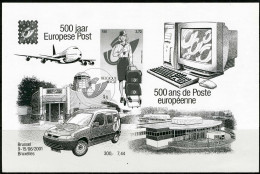 (B) Zwart Wit Velletje ZNE10 2001  - Belgica 500 Jaar Europese Post -1 - Feuillets N&B Offerts Par La Poste [ZN & GC]