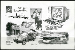(B) Zwart Wit Velletje ZNE10 2001  - Belgica 500 Jaar Europese Post - B&W Sheetlets, Courtesu Of The Post  [ZN & GC]