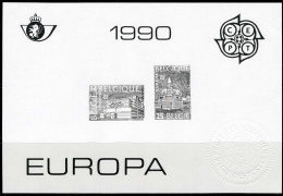 (B) Zwart Wit Velletje 1990  - Europa Postgebouwen  (2367/2368) - Feuillets N&B Offerts Par La Poste [ZN & GC]