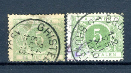 (B) TX3 Gestempeld 1895 - Cijfer In Cirkel Op Gekleurde Achtergrond (2 St.) - Briefmarken