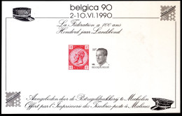 Herinneringsvelletje 1990 - Belgica '90 100 Jaar Landsbond - Souvenir Cards - Joint Issues [HK]