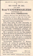 Doodsprentje / Image Mortuaire Remi Vandermarliere - Verbrigghe Beveren Ieper 1881-1939 - Décès