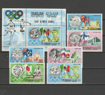 Sharjah 1968 Olympic Games Mexico, Set Of 6 + S/s MNH - Verano 1968: México