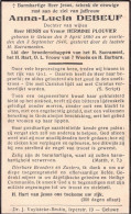 Doodsprentje / Image Mortuaire Anna-Lucia Debeuf - Plouvier Geluwe 1890-1940 - Obituary Notices