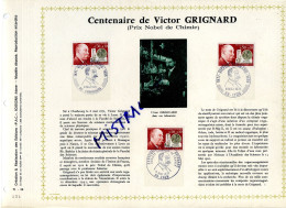 Rare Feuillet PAC (précurseur De CEF) De 1971 - Centenaire De Victor GRIGNARD (Prix Nobel De Chimie), 3 Timbres - 1970-1979