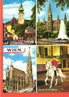 VIENNA, MULTIPLE VIEWS, ARCHITECTURE, CHURCH, TOWER, FOUNTAIN, SPANISH RIDING SCHOOL, AUSTRIA, POSTCARD - Vienna Center
