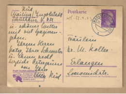 Los Vom 20.05 -  Ganzsaxhe-Postkarte Aus Ingolstadt 1943 - Briefe U. Dokumente
