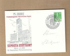 Los Vom 20.05 -  Ganzsaxhe-Postkarte Aus Stuttgart 1957 - Cartas & Documentos