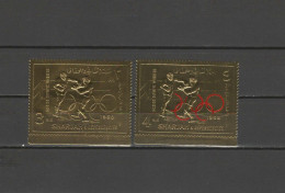 Sharjah 1968 Olympic Games Mexico, Boxing 2 Gold Stamps MNH - Verano 1968: México