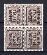PRE127B MNH** 1926 - ANTWERPEN 1926 ANVERS  (4 Stuks) - Typografisch 1922-26 (Albert I)