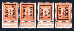 PRE028B/031B MNH** 1912 - Typografisch 1912-14 (Cijfer-leeuw)
