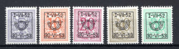 PRE625/629 MNH** 1952 - Cijfer Op Heraldieke Leeuw Type D - REEKS 43 - Typos 1951-80 (Chiffre Sur Lion)