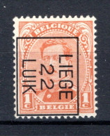 PRE57B MNH** 1922 - LIEGE 22 LUIK - Typografisch 1922-26 (Albert I)