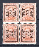 PRE56A-II MNH** 1922 - GENT 22 GAND (4stuks)   - Typo Precancels 1922-26 (Albert I)