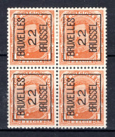PRE55A MH* 1922 - BRUXELLES 22 BRUSSEL (4 Stuks)   - Typo Precancels 1922-26 (Albert I)