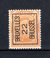 PRE55A MH* 1922 - BRUXELLES 22 BRUSSEL   - Sobreimpresos 1922-26 (Alberto I)