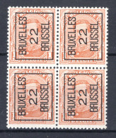 PRE55A-II MNH** 1922 - BRUXELLES 22 BRUSSEL (4stuks)   - Typografisch 1922-26 (Albert I)