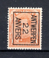 PRE54B MNH** 1922 - ANTWERPEN 22 ANVERS - Typos 1922-26 (Albert I.)