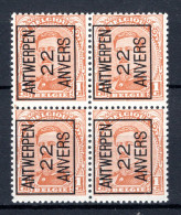 PRE54A-II MNH** 1922 - ANTWERPEN 22 ANVERS (4stuks) - Typo Precancels 1922-26 (Albert I)