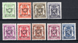 PRE437/445 MNH** 1940 - Klein Staatswapen Opdruk Type D - REEKS 18 - Typo Precancels 1936-51 (Small Seal Of The State)