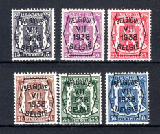 PRE369/374 MNH** 1938 - Klein Staatswapen VII Opdruk Type A  - REEKS 7 - Typo Precancels 1936-51 (Small Seal Of The State)