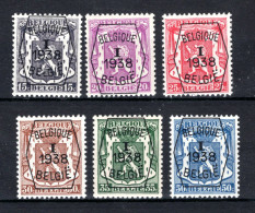 PRE333/338 MNH** 1938 - Klein Staatswapen I Opdruk Type A - REEKS 1 - Typo Precancels 1936-51 (Small Seal Of The State)