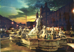 ROME, NAVONA SQUARE, FOUNTAIN, STATUE, ARCHITECTURE, TOWER, CARS, ITALY, POSTCARD - Sonstige & Ohne Zuordnung