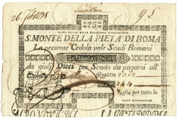 75 SCUDI CEDOLA SACRO MONTE DELLA PIETÀ DI ROMA 01/05/1797 BB- - Other & Unclassified