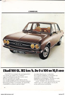 Feuillet De Magazine Audi 100 GL 1973 - Coches