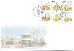 Lithuania Litauen Lietuva 2008  Wooden Churches.Antazavė, Degučiai, Inturkė, Prienai, Šiaudinė , Užventis , Mi 954-9 FDC - Lithuania