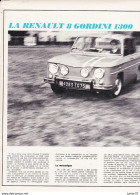 2 Feuillets De Magazine Renault 8 Gordini 1300 1968 - Voitures