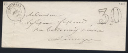 France - LsC Taxée 30 Obl. Eymoutiers Pour Limoges - 07/07/1856 - 1849-1876: Klassik