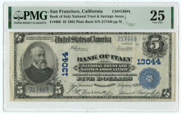 5 DOLLARS BANK OF ITALY SAN FRANCISCO CALIFORNIA GIANNINI USA 26/02/1927 BB- - [ 7] Fautés & Variétés