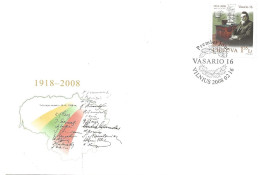 Lithuania Litauen Lietuva 2008 90th Anniversary Of The Declaration Of Independence Mi 963 FDC - Lithuania
