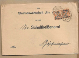 Los Vom 20.05  Dienst-Briefumschlag Aus Ulm 1920 - Briefe U. Dokumente