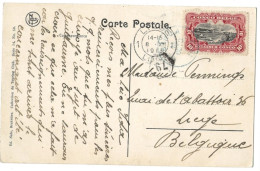 !!! CONGO, CPA DE 1913, DÉPART DU CONGO POUR LIÈGE. - Storia Postale