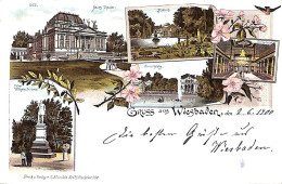 Gruss Aus Wiesbaden -  Multi Views Colors Litho Verlag V G. Blümlein 1900 - Wiesbaden