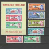 Togo 1967 Olympic Games Mexico / Grenoble, Athletics Etc. Set Of 6 + S/s MNH - Sommer 1968: Mexico