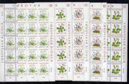 Denmark/Foroyar Islands 1980 - Flora - Flowers - 5 Complete Full Sheets - MNH** - Excellent Quality - Superb*** - Feuilles Complètes Et Multiples