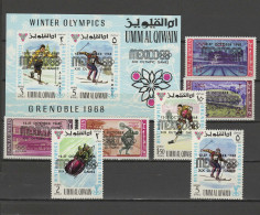 Umm Al Qiwain 1968 Olympic Games Mexico Set Of 7 + S/s With Overprint MNH - Verano 1968: México