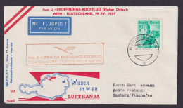 Flugpost Brief Österreich Lufthansa Wien Hamburg Flughafen Schönes Cover 1957 - Lettres & Documents