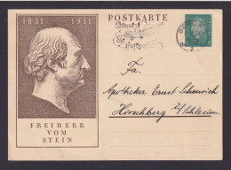 Berlin Ganzsache Deutsches Reich Freiherr Vom Stein Hirschberg Schlesien - Storia Postale
